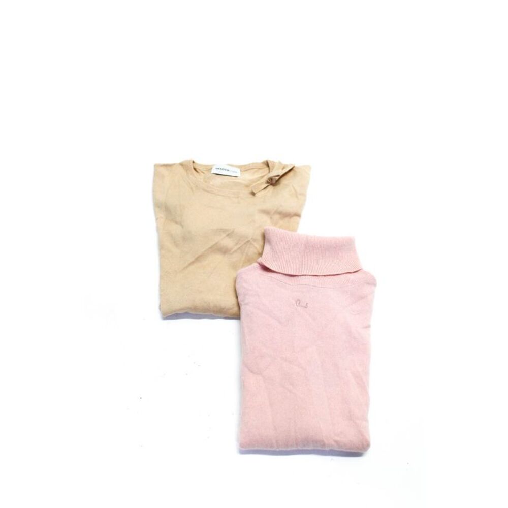 Shadow Lion Crewneck Short Sleeves Sweater Beige Pink Size S Lot 2